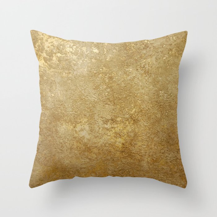Gold Rush, Golden Shimmer Texture, Exotic Metallic Shine Graphic Design Throw Pillow