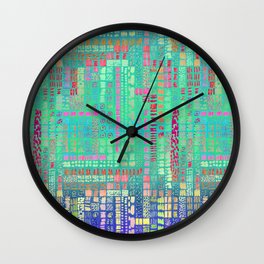 mint pink blue batik inspired ink marks hand-drawn collection Wall Clock