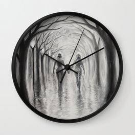 A walk to remeber during a rainy day Wall Clock