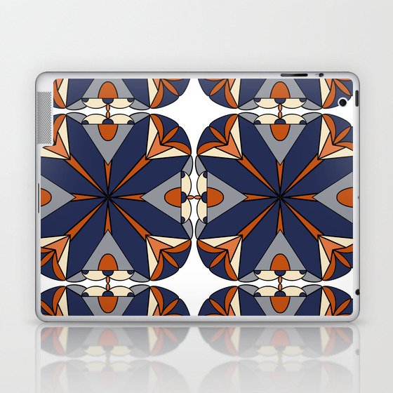 Mandala Geometric Tile Orange Blue Laptop & iPad Skin