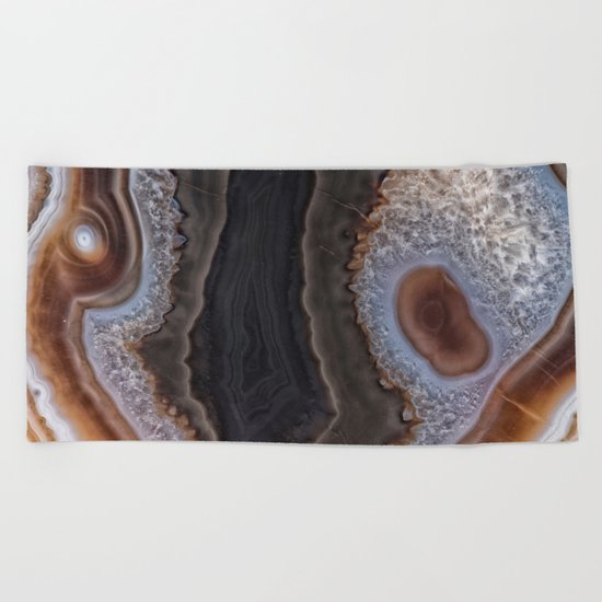 Chocolate colored Agate Crystals Beach Towel