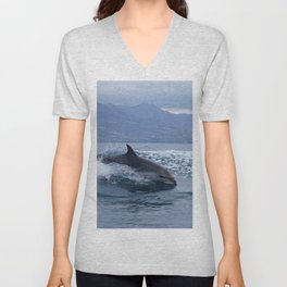 Wild and free bottlenose dolphin V Neck T Shirt