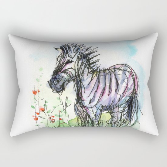 Zebra Whimsical Animal Art Rectangular Pillow