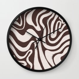 70s Liquid Swirl in Brown + Cream  Wall Clock
