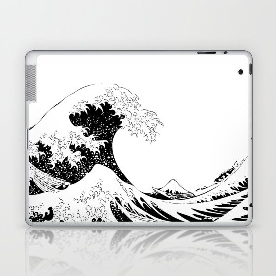 The great wave off Kanagawa - Black Laptop & iPad Skin