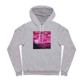 The Starry Night - La Nuit étoilée oil-on-canvas post-impressionist landscape masterpiece painting in alternate crimson red by Vincent van Gogh Hoody