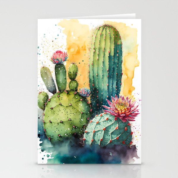 Cactus Watercolor Stationery Cards