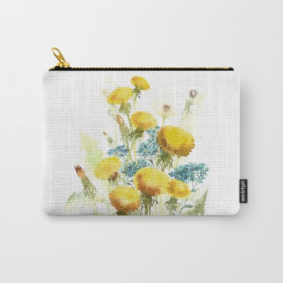 Watercolor flowers of blowball and forget-me-not Carry-All Pouch