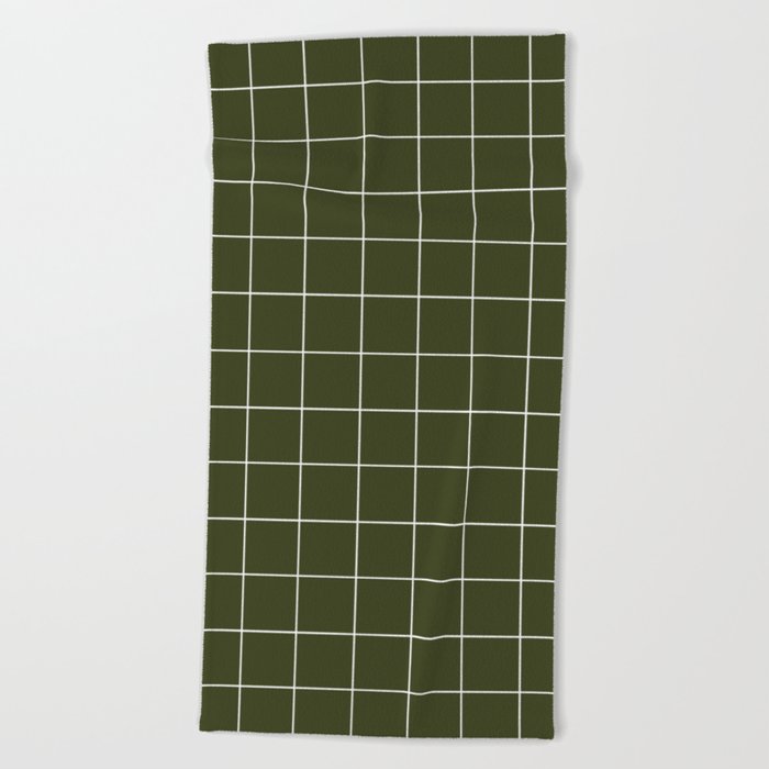 Grid (Olive Green) Beach Towel