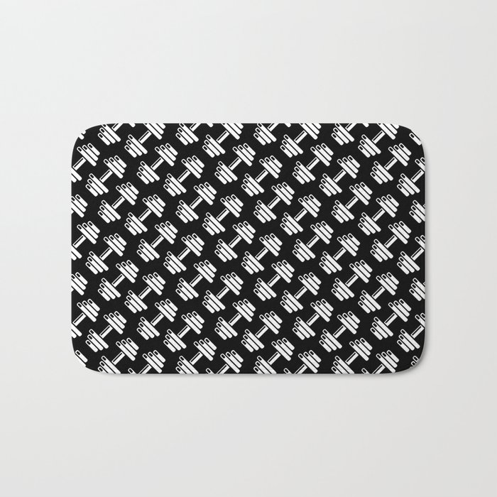 Dumbbellicious inverted / Black and white dumbbell pattern Bath Mat