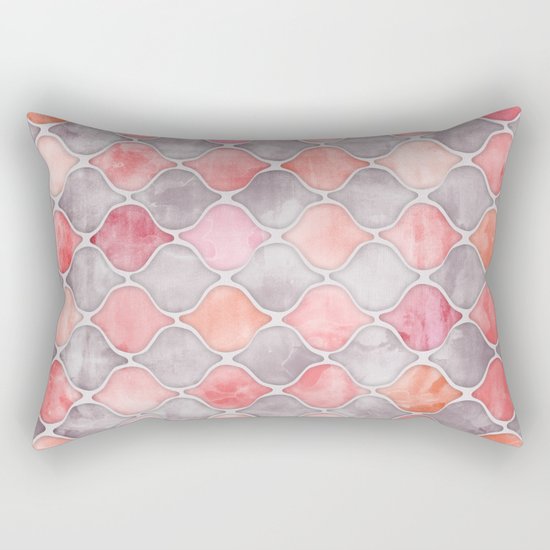 Rhythm of the Seasons - coral pink & grey Rectangular Pillow