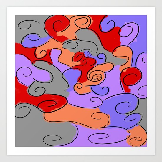 4-Colored Clouds Art Print