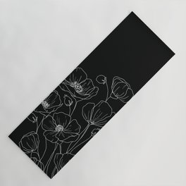 Poppies- black and white Yoga Mat