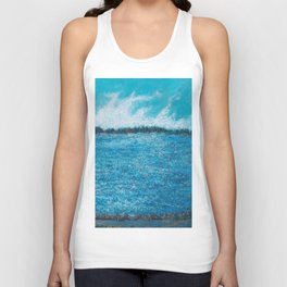 Bayside Oil Pastel Drawing, Prussian Blue Tank Top