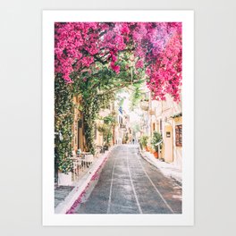 Plaka in Athens, Greece - Floral Street Travel Photography Art Print