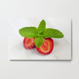 cut red ripe strawberry Metal Print