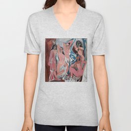 Picasso - Les Demoiselles d'Avignon 1907 - Artwork for Prints Posters Tshirts Men Women Kids V Neck T Shirt
