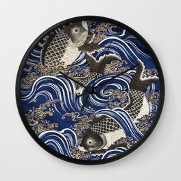 Gift Cover (Fukusa) with Carp in Waves Wall Clock