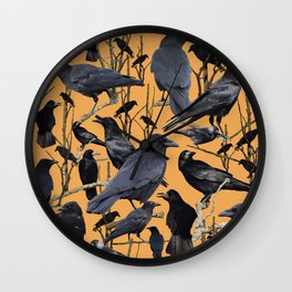 Crow | Corvidae Wall Clock | Halloween, Wildlife, Nightmare, Murder, Digital, Ghost, Rook, Pattern, Crow, Spooky 