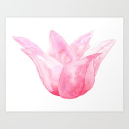 Letting Go - Beautiful Pink Tulip Watercolor Art Print