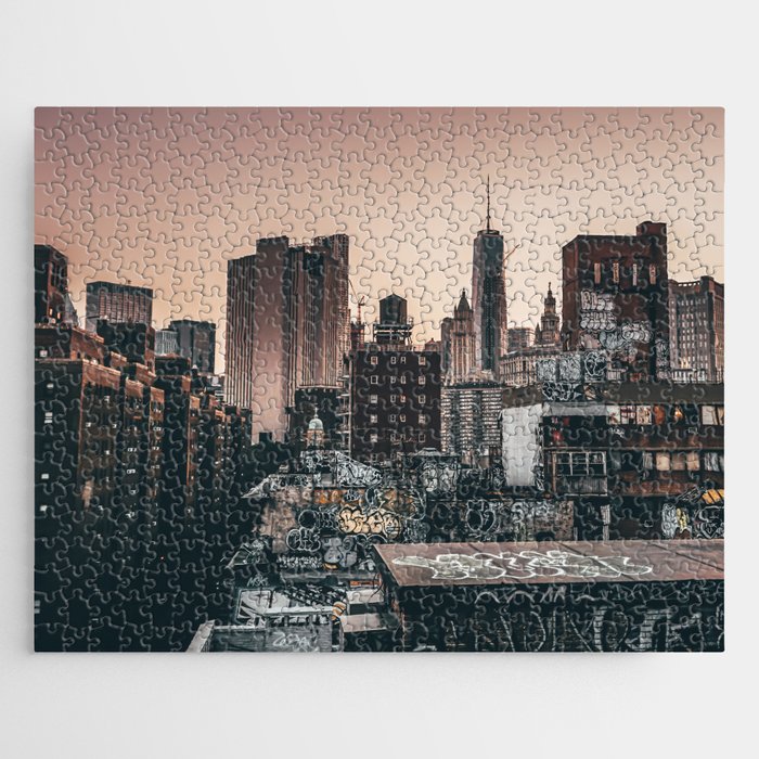 New York City Manhattan skyline at sunset Jigsaw Puzzle