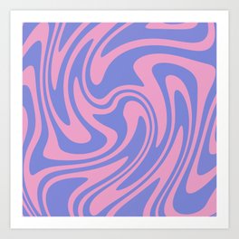 Cute Retro Pink and Purple Abstract 70s Art Print