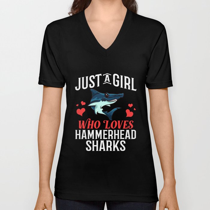 Hammerhead Shark Head Tooth Funny V Neck T Shirt