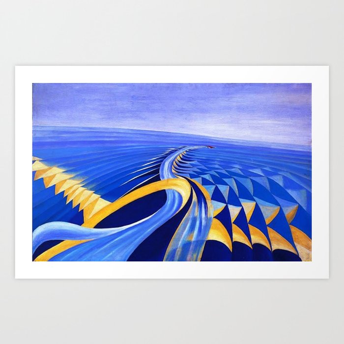 Velocità di motoscafo (Speedboat) Nautical landscape by Benedetta Cappa Marinetti Art Print