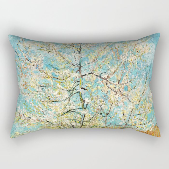 Vincent van Gogh - Pink Peach Tree in Blossom Rectangular Pillow