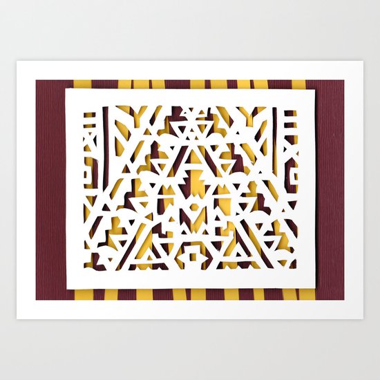 Aztec Pattern Papercut Art Print
