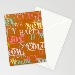 Enjoy The Colors - Colorful typography modern abstract pattern on Sudan Brown color background  Stationery Card