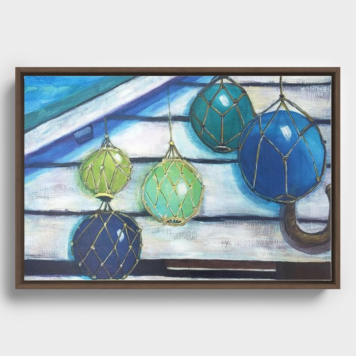 Sea Globes at the Beach House in Acrylic Framed Canvas