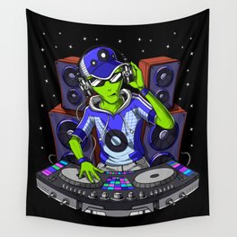 Space Alien Music DJ Wall Tapestry