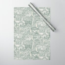 Christmas market toile pine Wrapping Paper