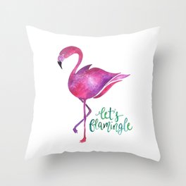 Let's Flamingle! —Version 1 Throw Pillow