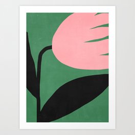Abstract Flora - green & pink Art Print