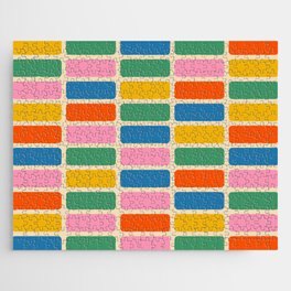 Color Grid Colorful Retro Modern Geometric Pattern in Rainbow Pop Colors Jigsaw Puzzle