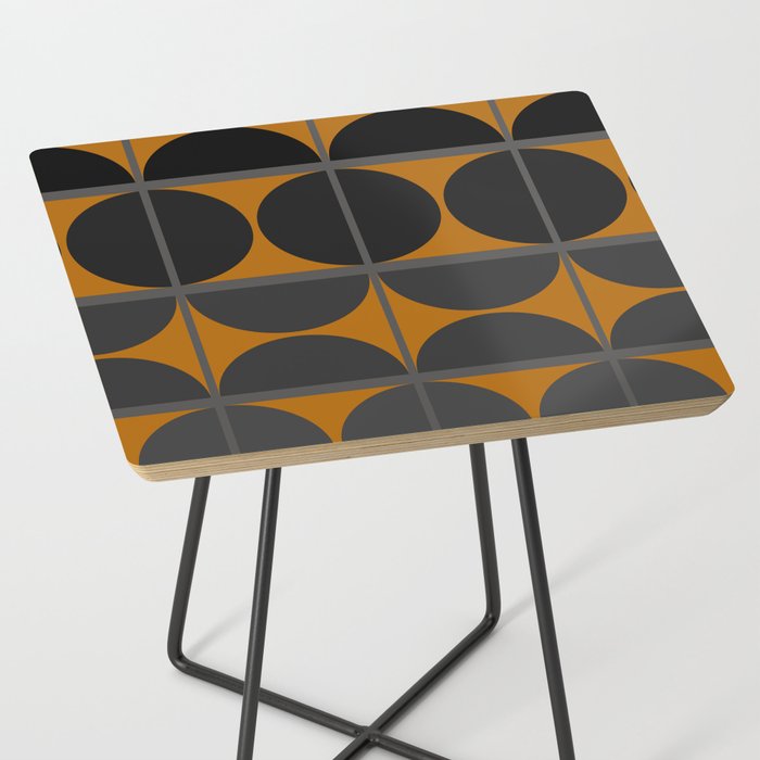 Black and Gray Gradient with Gold Squares and Half Circles Digital Illustration - Artwork Side Table