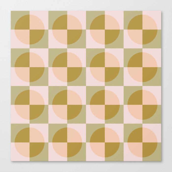 Pastel Checkerboard and Transparent Dots Canvas Print