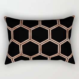 Black onyx copper hexagons Rectangular Pillow