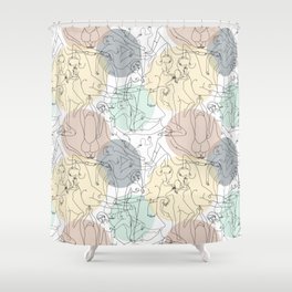 Life Drawing Single Line Pattern Shower Curtain