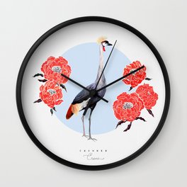 Grey Crowned Crane Wall Clock