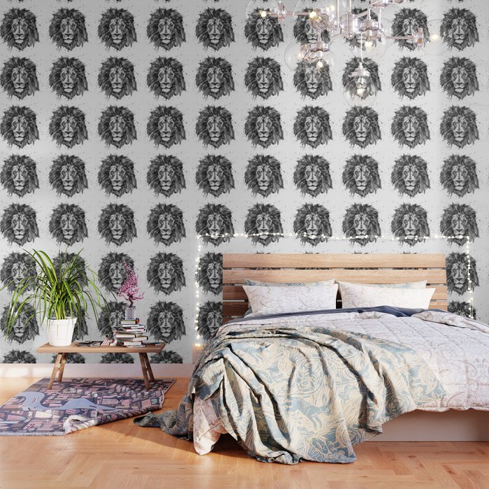 Black And White Lion Head Wallpaper By Marianvoicu Society6