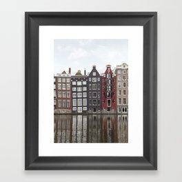 Buildings In Amsterdam City Picture | Dutch Canals Colorful Architecture Art Print | Europe Travel Photography Framed Art Print