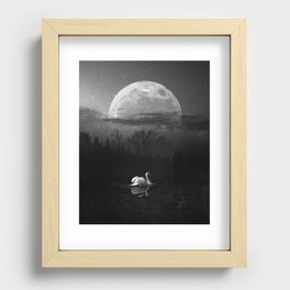 Lonely Swan in the Lake Black & White Recessed Framed Print