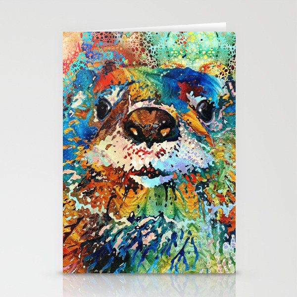 Bright Colorful Otter Art by Sharon Cummings Stationery Cards