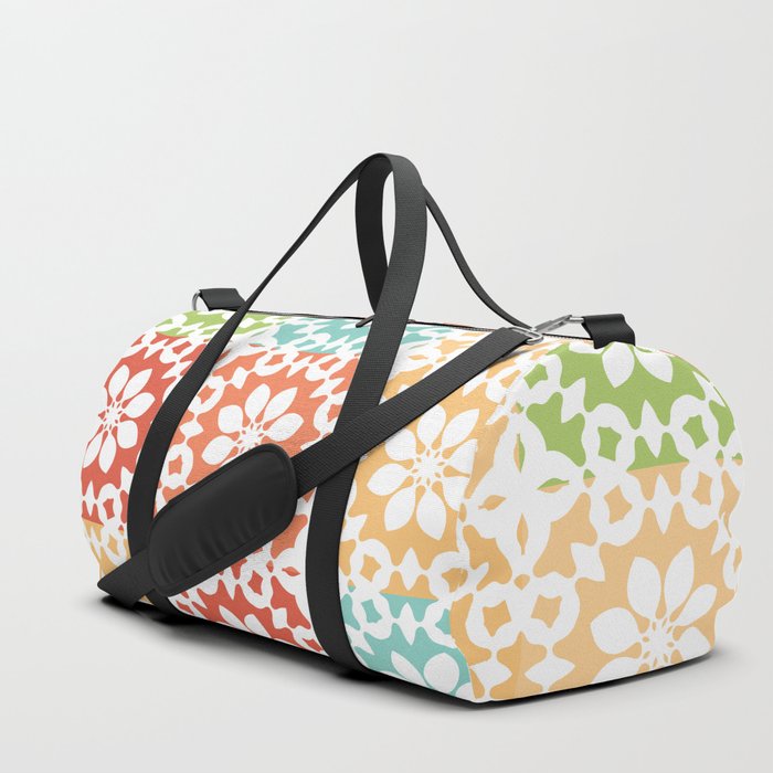 Abstract Geometric Flower Pattern Artwork 02 Multicolor 07 Sunny Duffle Bag