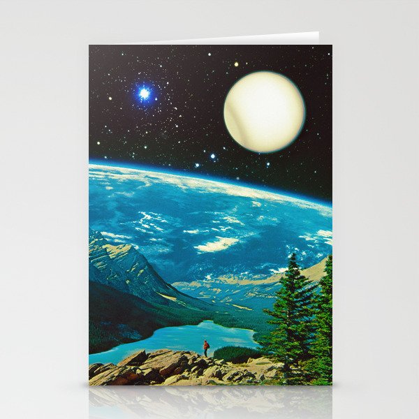 Cosmic Nature - Space Collage, Retro Futurism, Sci-Fi Stationery Cards