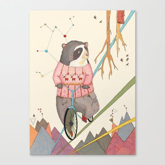 Bear in bicycle Canvas Print