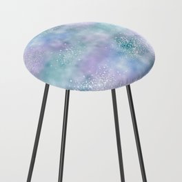 Glam Girly Iridescent Metallic Glitter Counter Stool